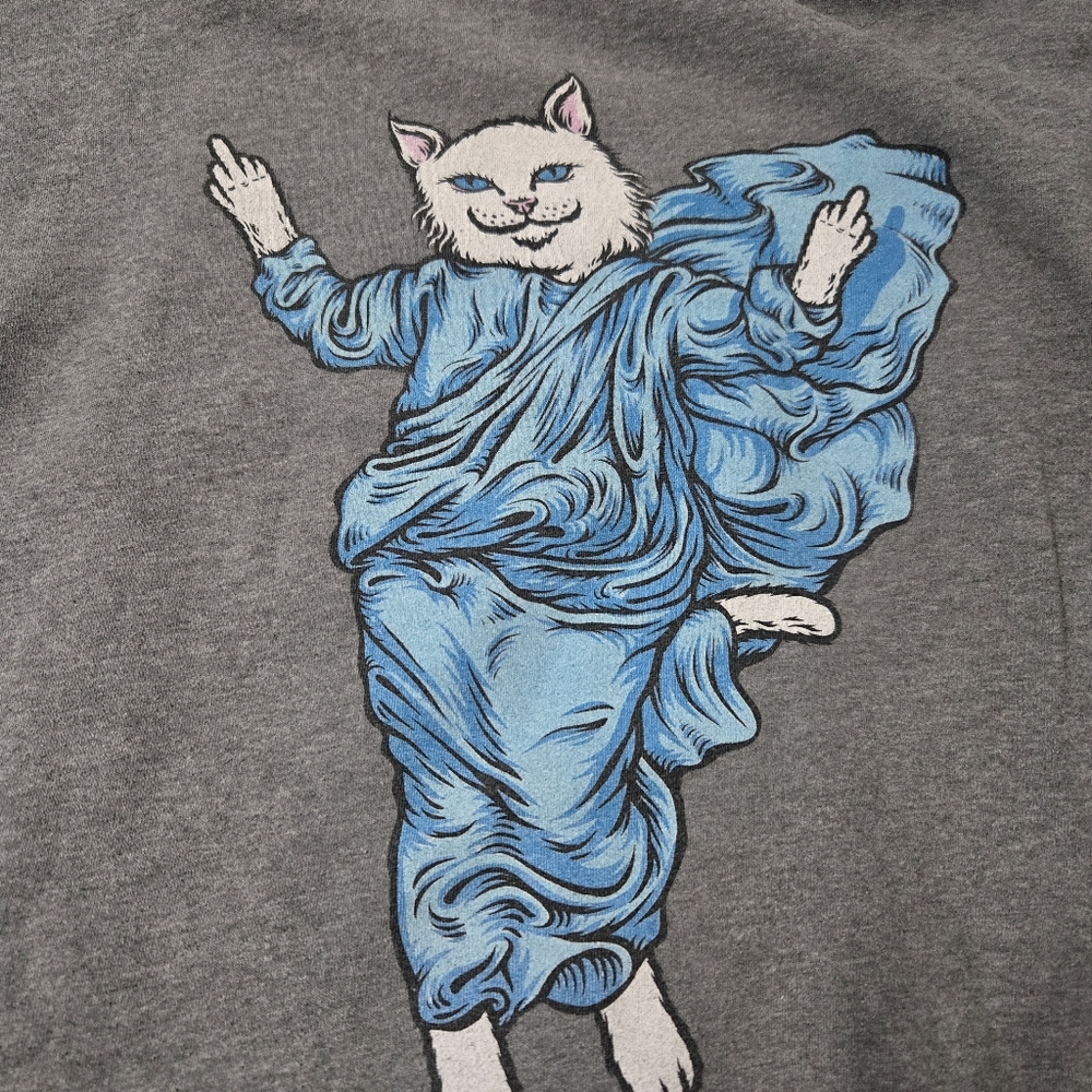 Ripndip Holy Lord Nermal Hoodie Mens Size Medium Flippy Knitty Blue And grey